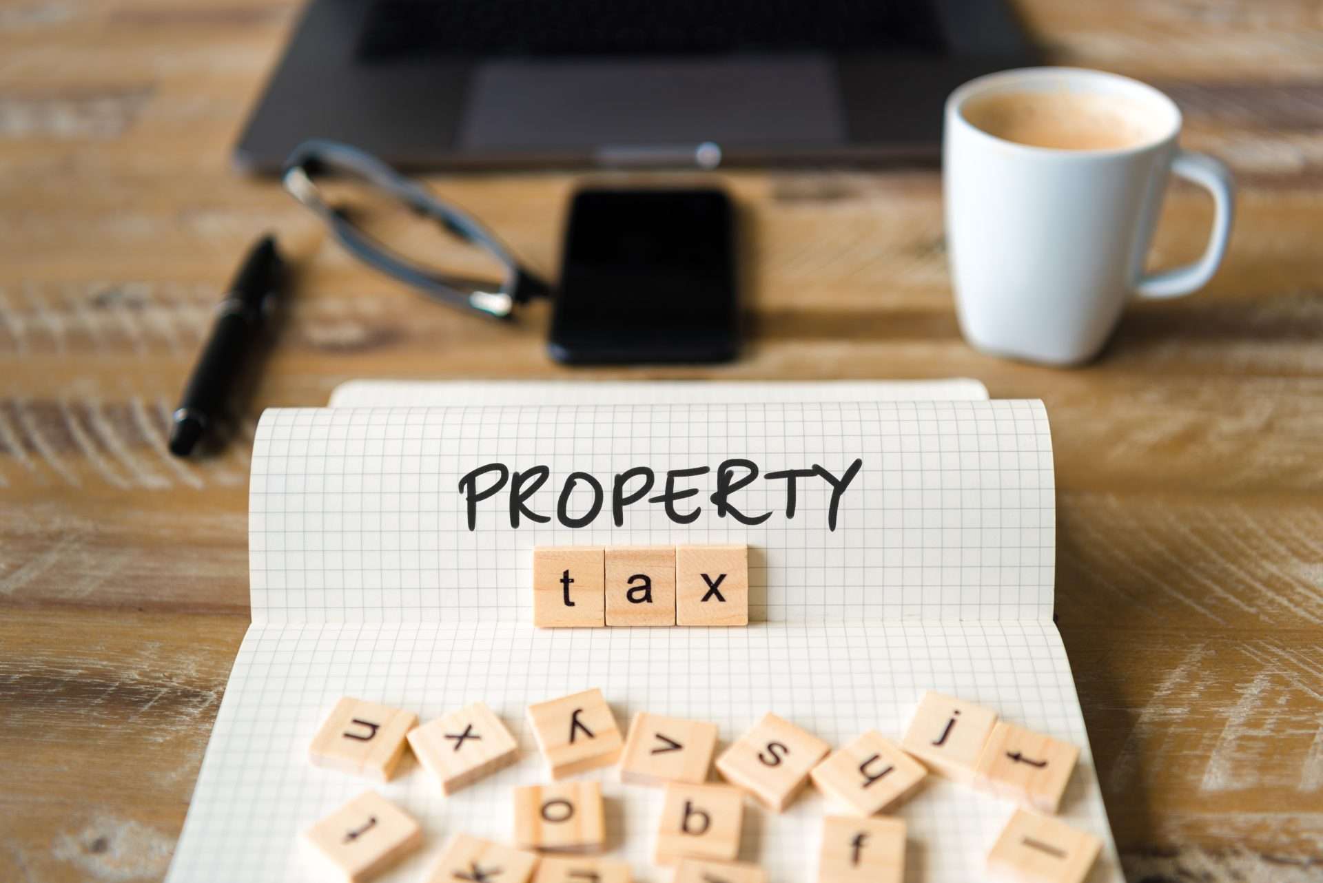 Notebook that says property tax