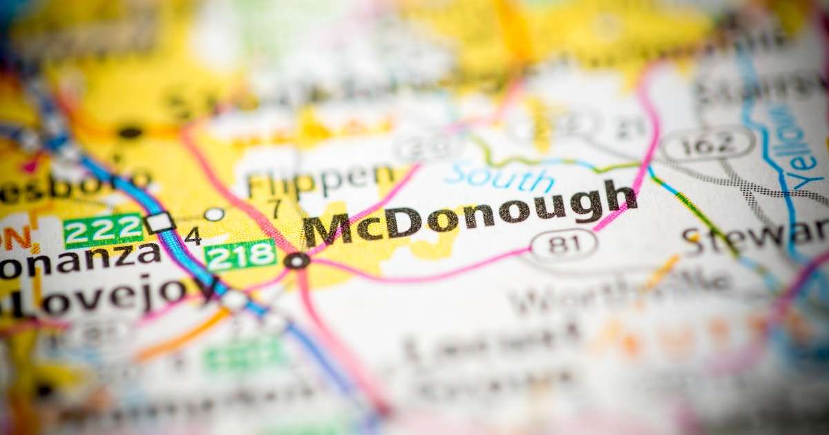 McDonough GA pinned on a map.