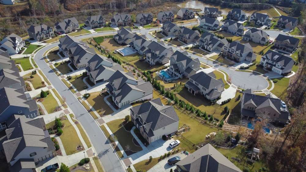lined suburban streets in a neighborhood in lula georgia