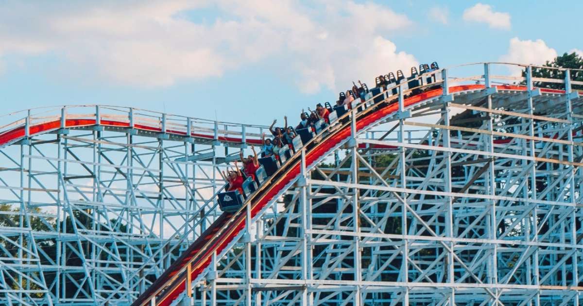 A rollercoaster at Six Flags Over Georgia