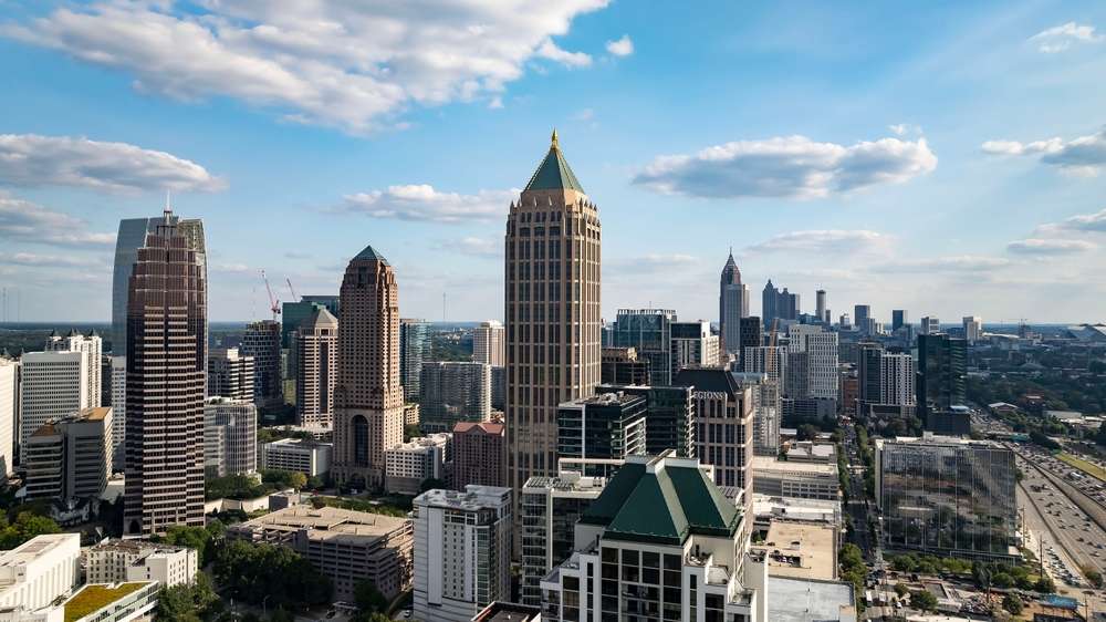 Atlanta’s skyline in the middle of a sunny day